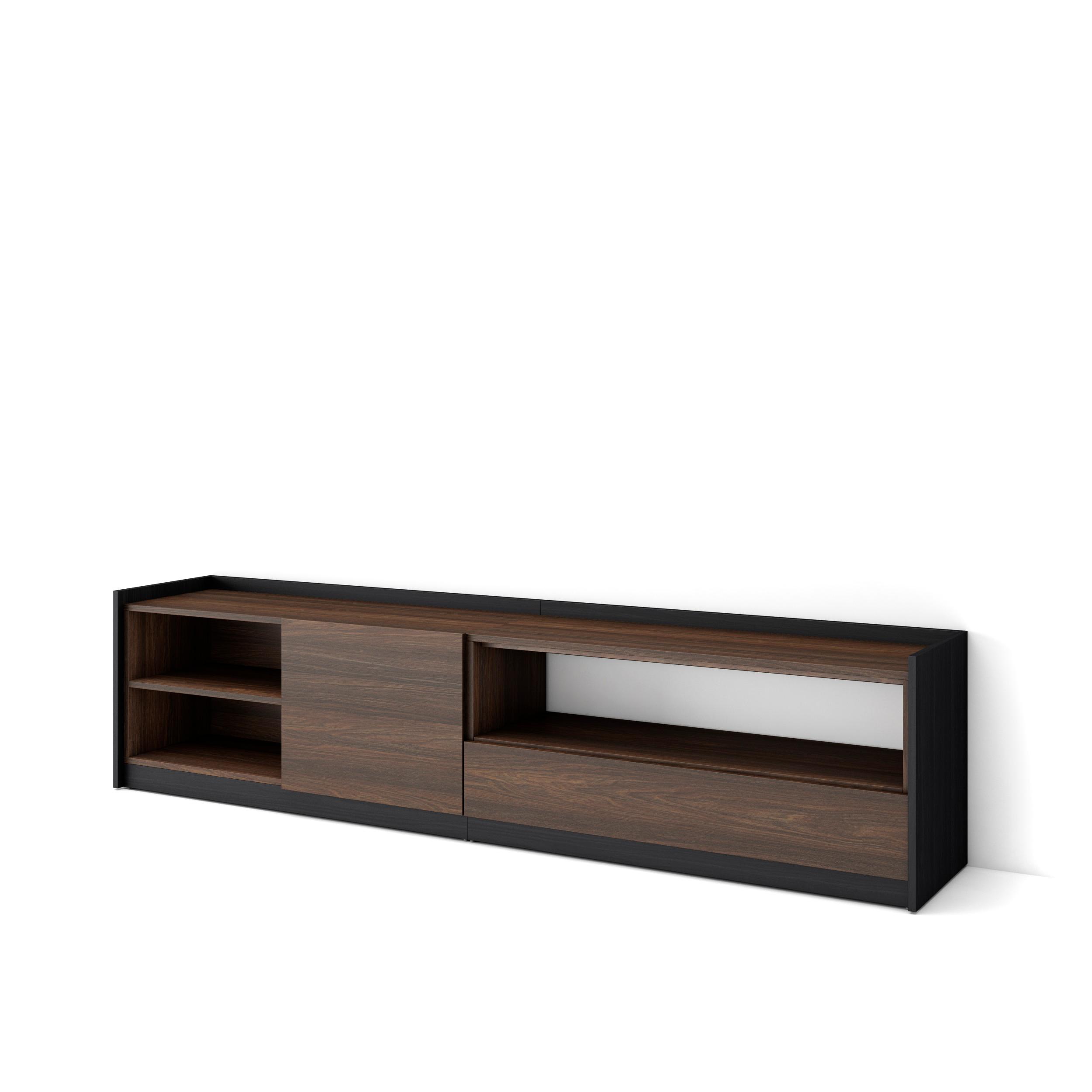 Mueble tv, 207x50x37cm, roble oscuro y negro rf4394