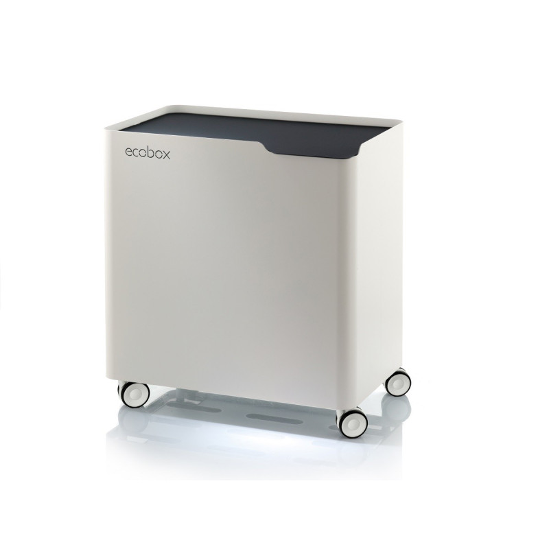 Cubo de basura reciclaje ecobox, con ruedas y cierre suave, 60 litros