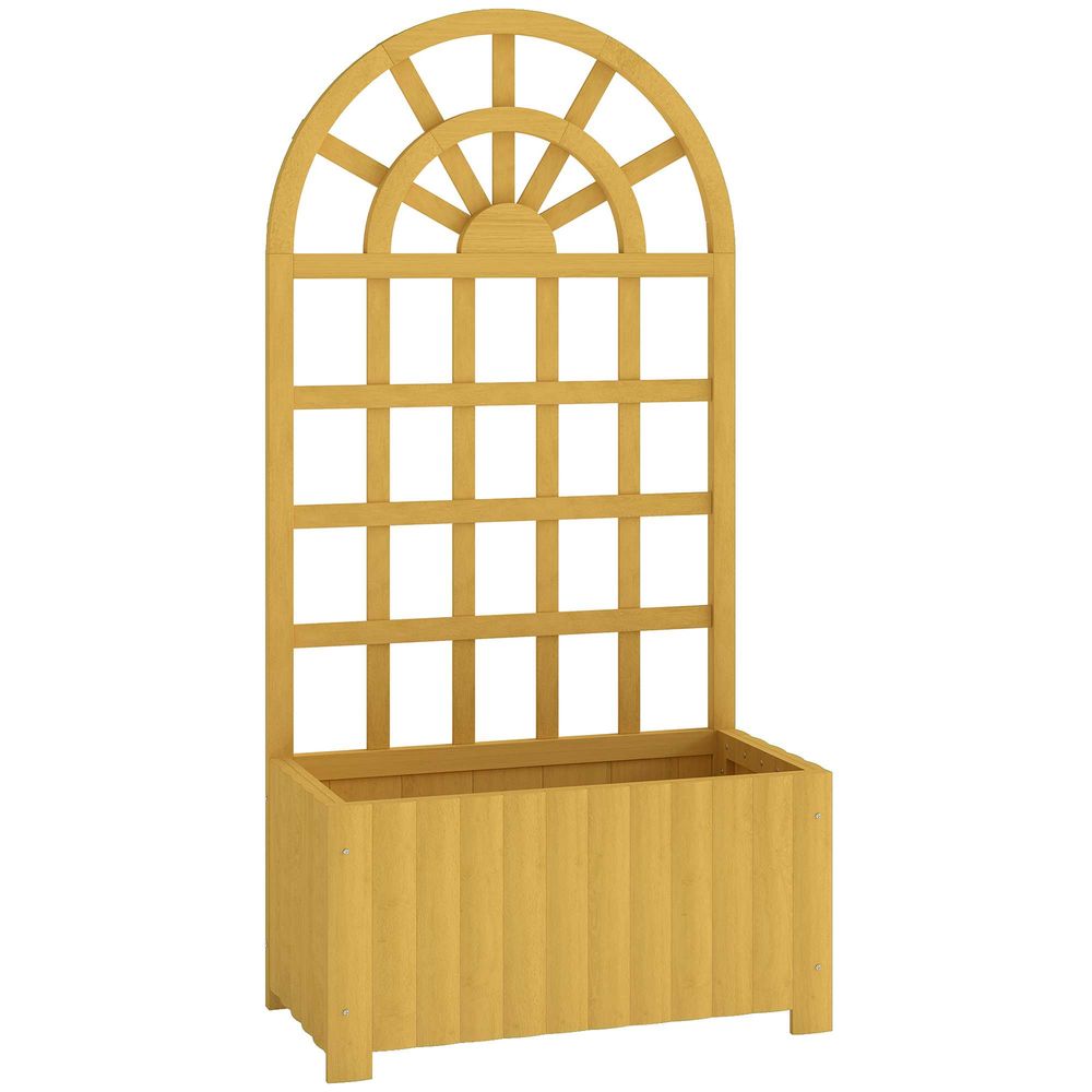Jardinera con enrejado 60x30x120 cm madera de abeto color marrón Outsunny