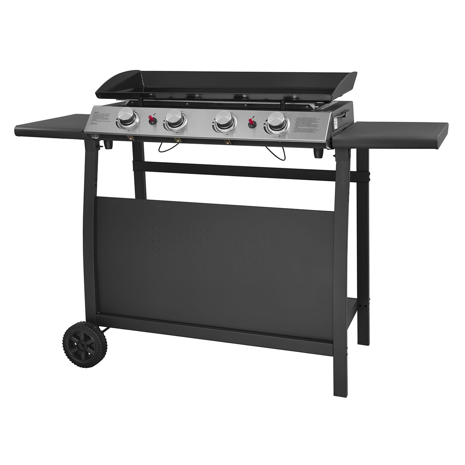 Plancha de gas valencia 4 quemadores 10kw + carrito
