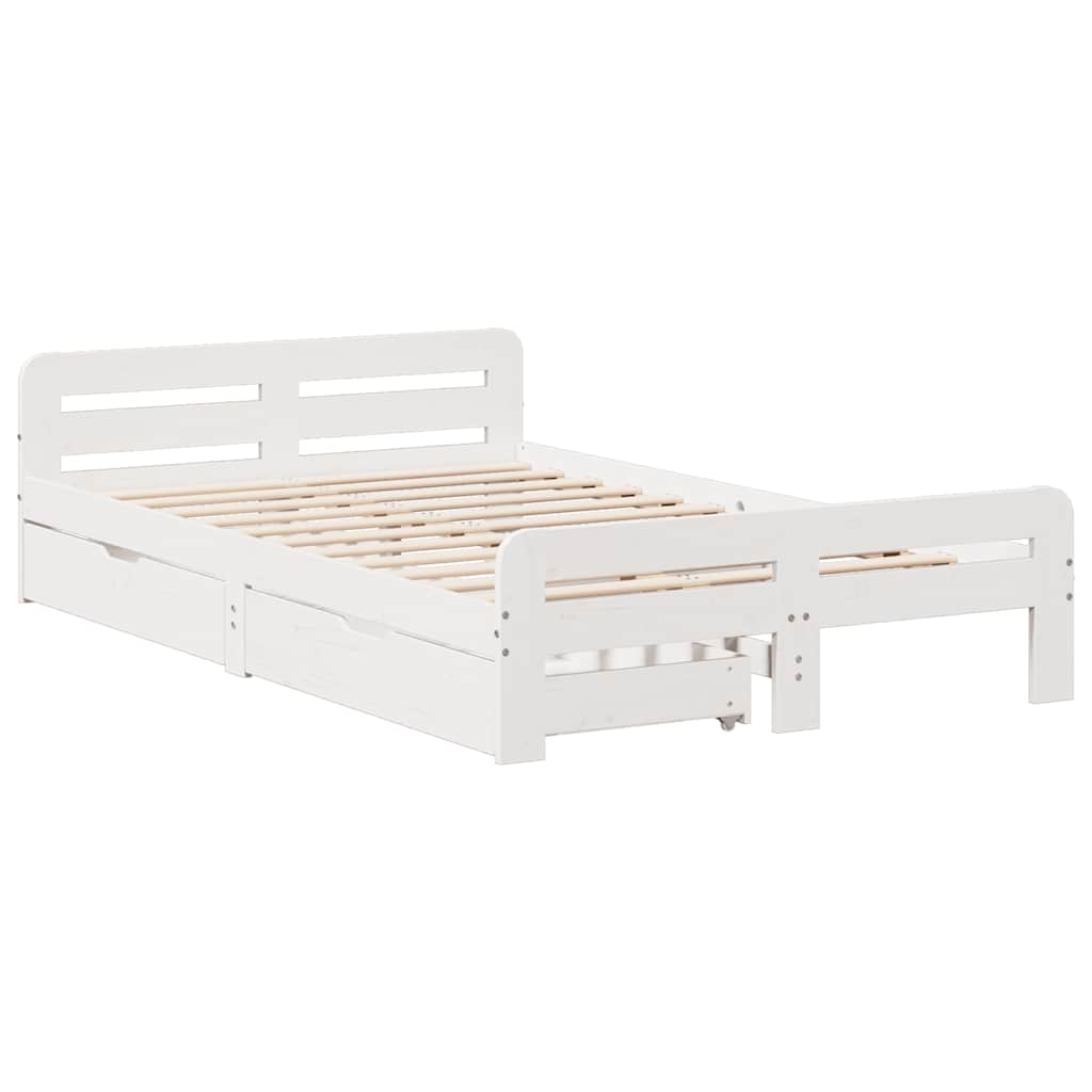 vidaXL estructura de cama sin colchón madera de pino blanco 135x190 cm