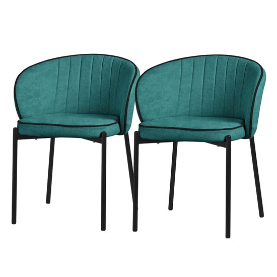 2x sillas de comedor turquesa oscuro con funda de tela y respaldo