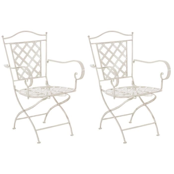 Silla de jardín - clp - adara - juego de 2 - plegable - crema antigua