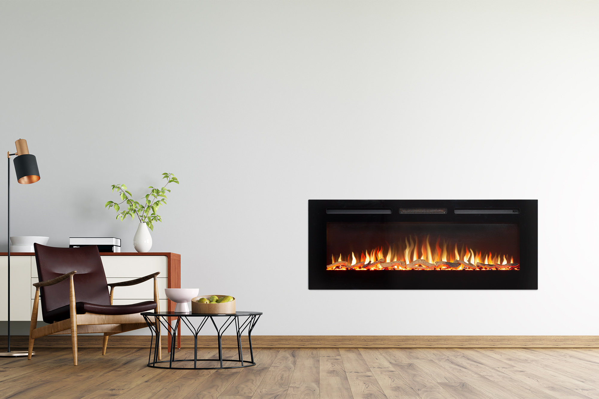 Chimenea eléctrica de empotrar/montar en la pared adam orlando, 50 puLGadas