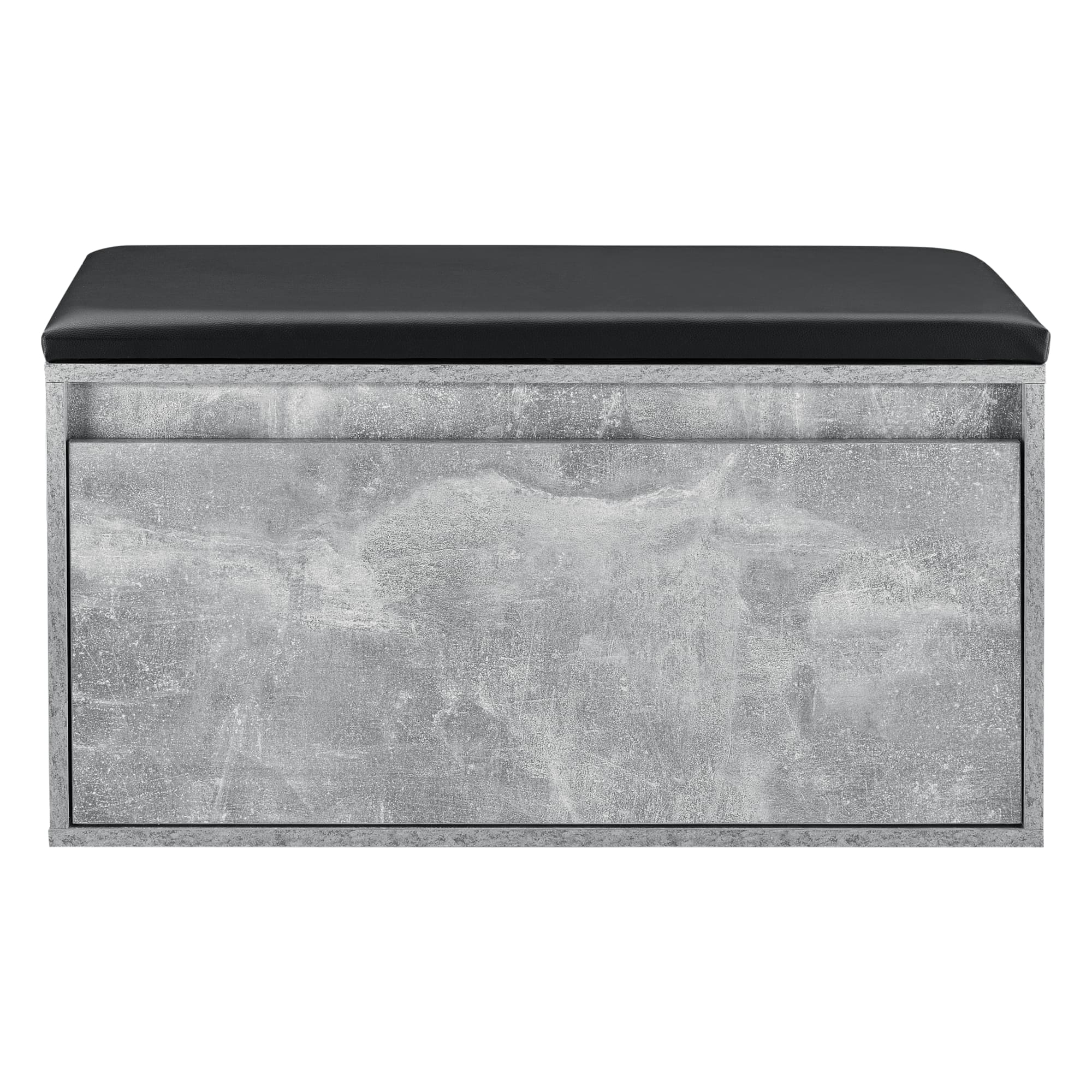 Banco zapatero degerfors con cajón 80x39x45 cm hormigón/negro [en.casa]