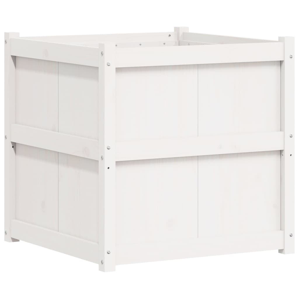 vidaXL jardinera de madera maciza de pino blanca 70x70x70 cm