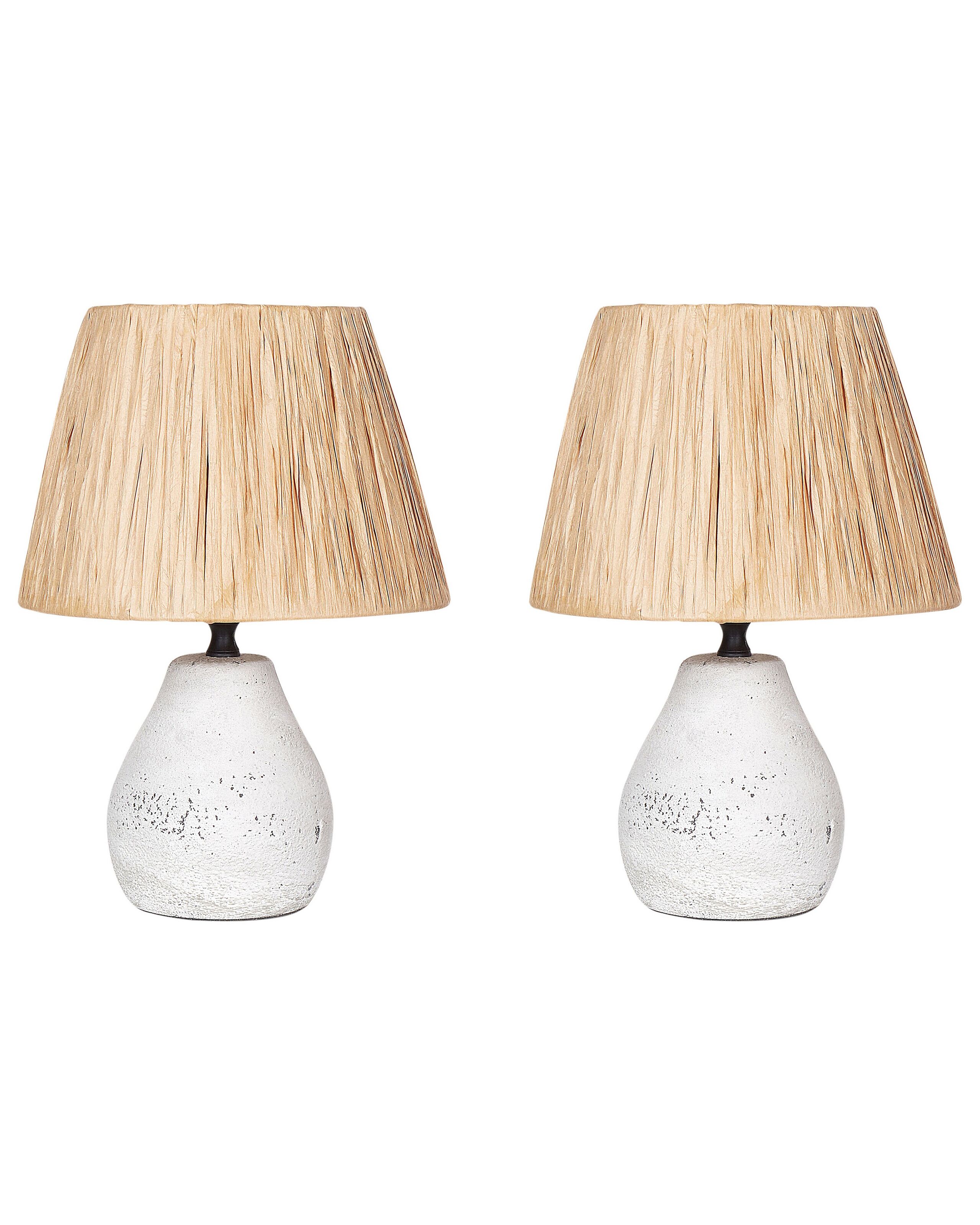 Conjunto de 2 lámparas de mesa arwadito cerámica blanco crema