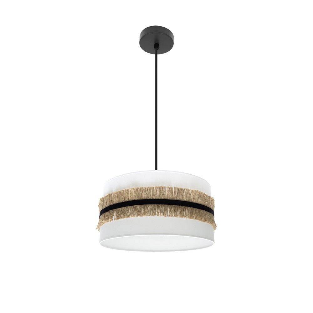 CoLGante angola 1xE27 negro/blanco-yute regx40x40cm