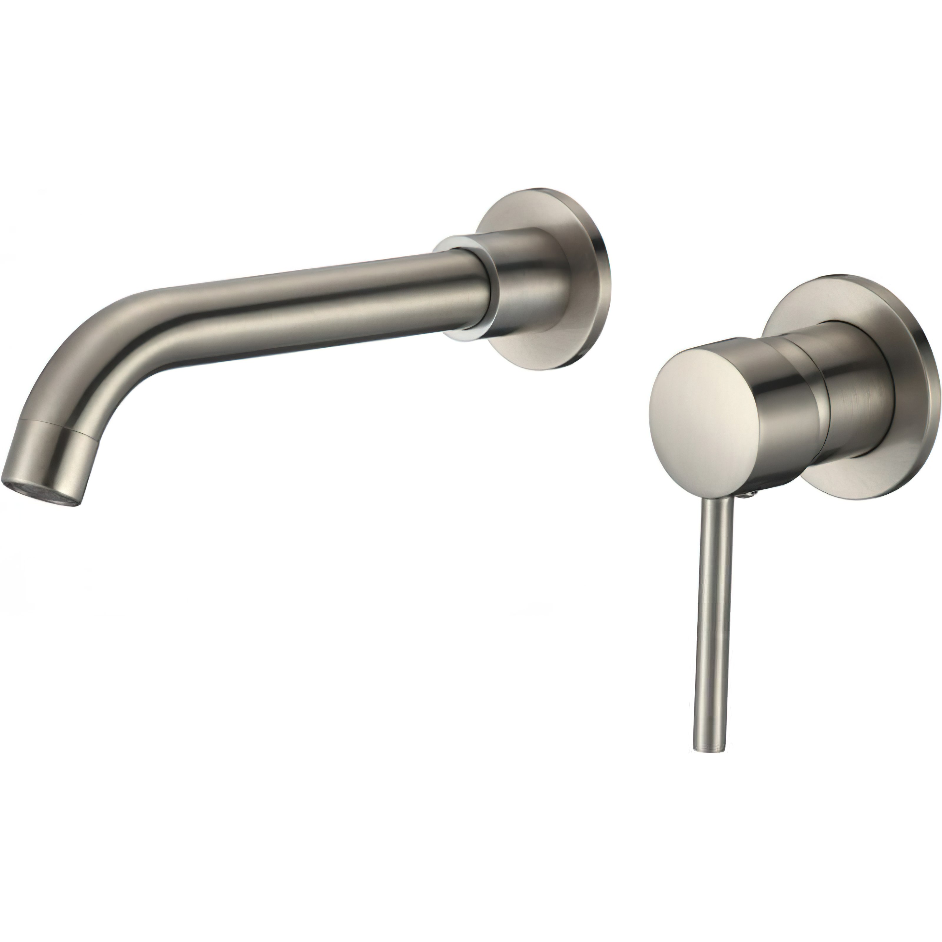 Valaz grifo lavabo empotrado redondo con caño de 21cm acero cepillado