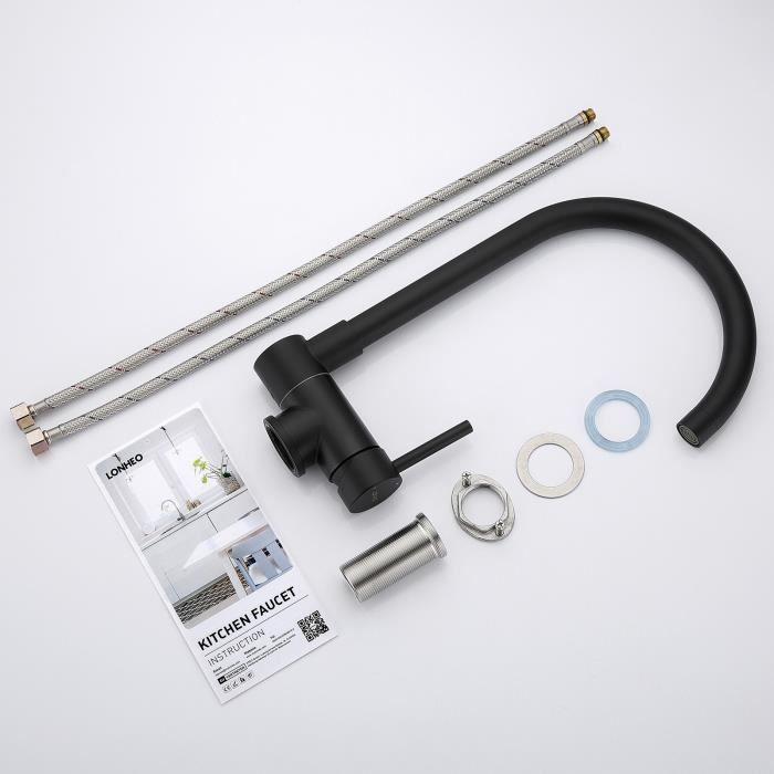 Grifo de cocina abatible mezclador de fregadero giratorio 360° en acero ino