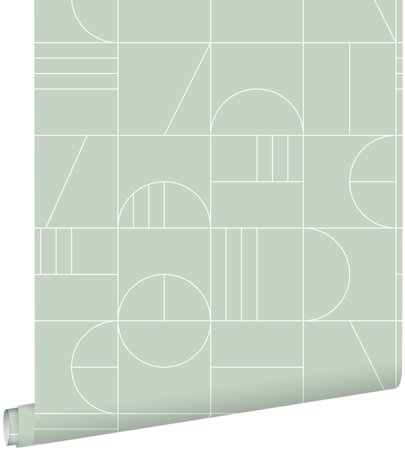 Estahome papel pintado arte deco menta verde y blanco 53 cm x 10.05 m