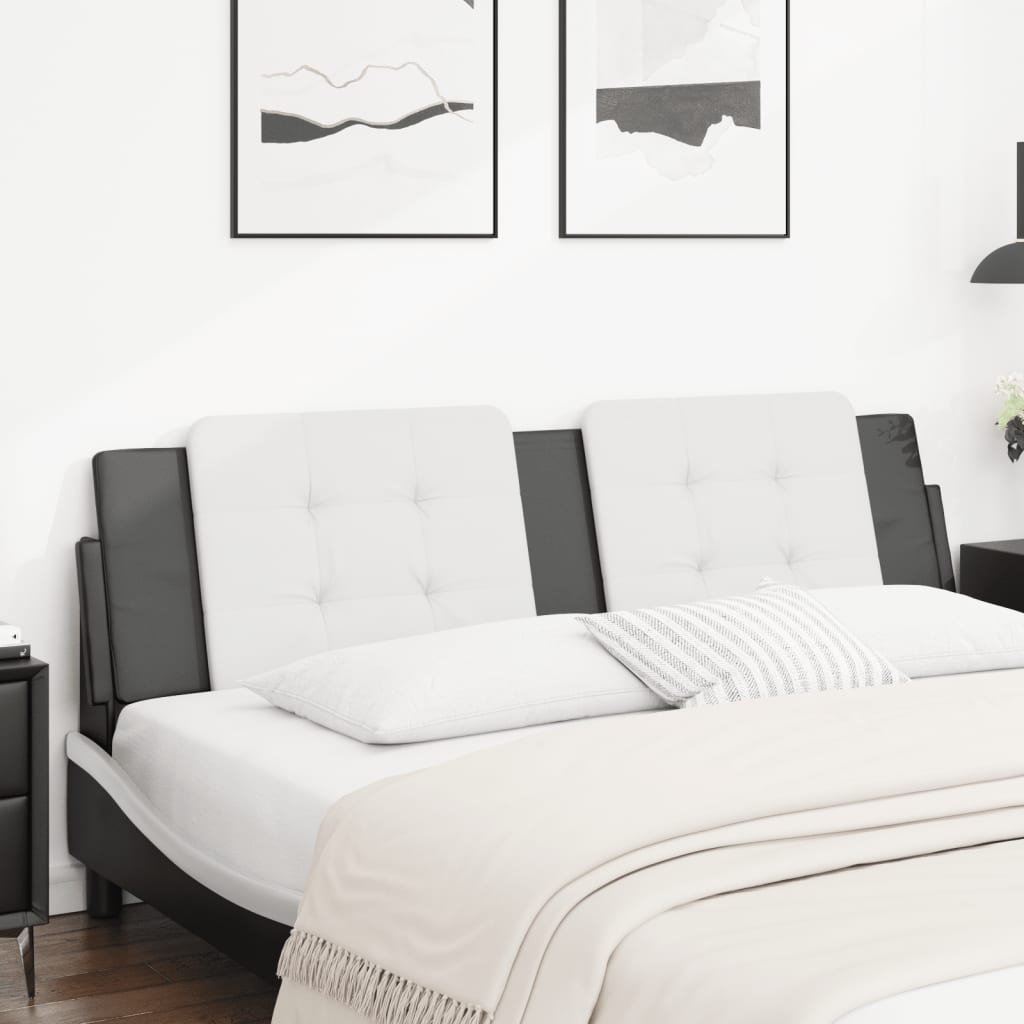 Cabecero de cama acolchado cuero sintético blanco negro 180 cm eso8620