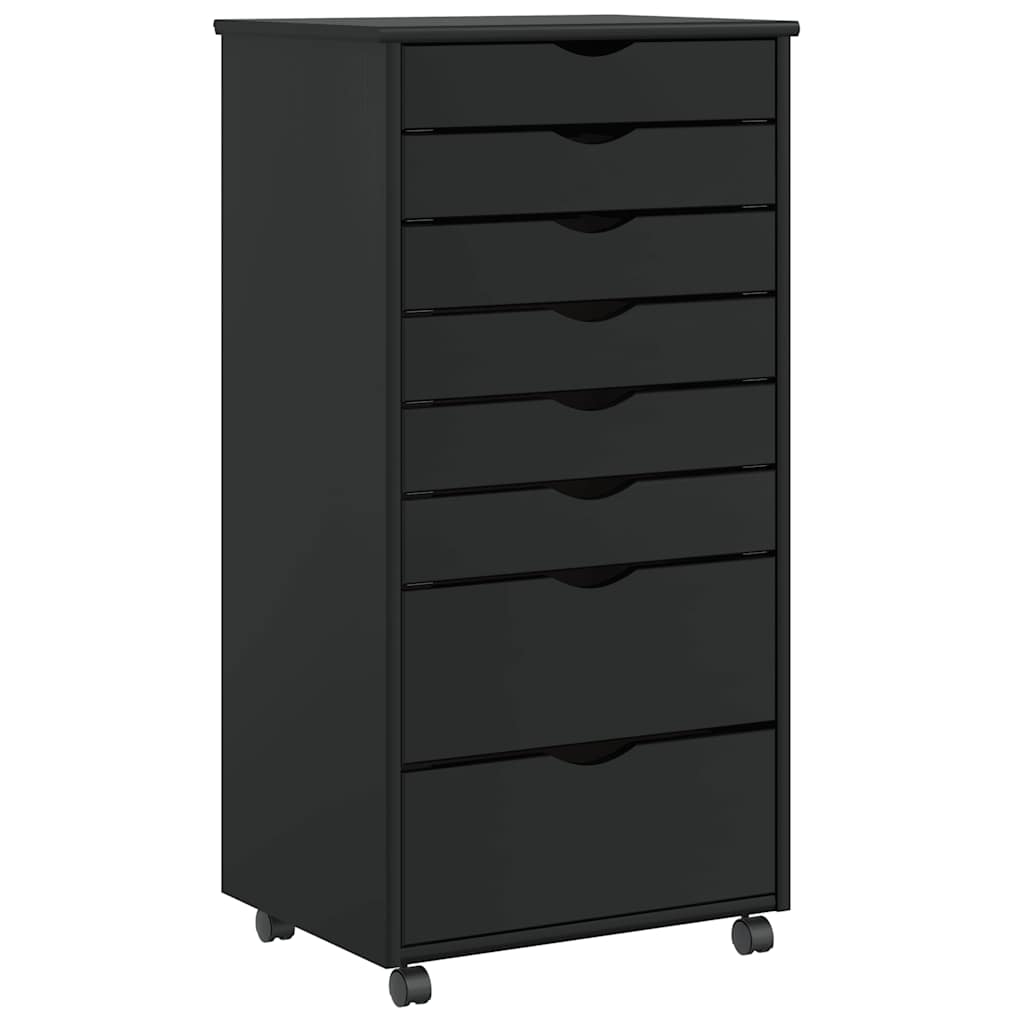 Cajonera con ruedas moss madera maciza de pino negro efe5855