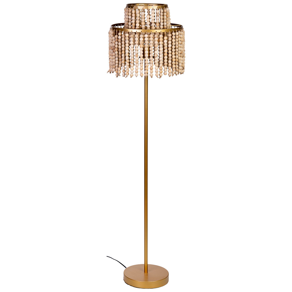 Lámpara de pie de metal y madera 38x38x130.5/152.5h cm