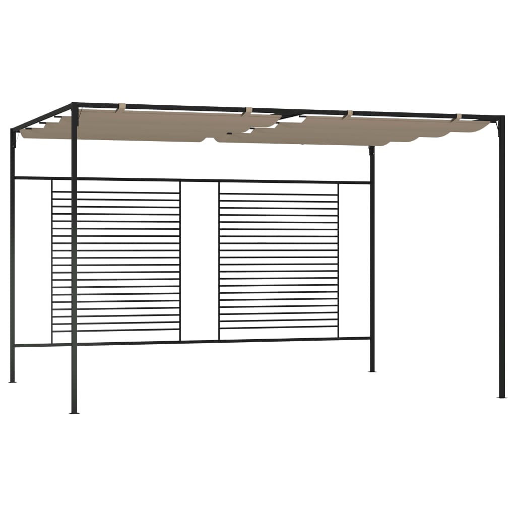 vidaXL cenador con techo retráctil gris taupe 3x4x2,3 m 180 g/m²