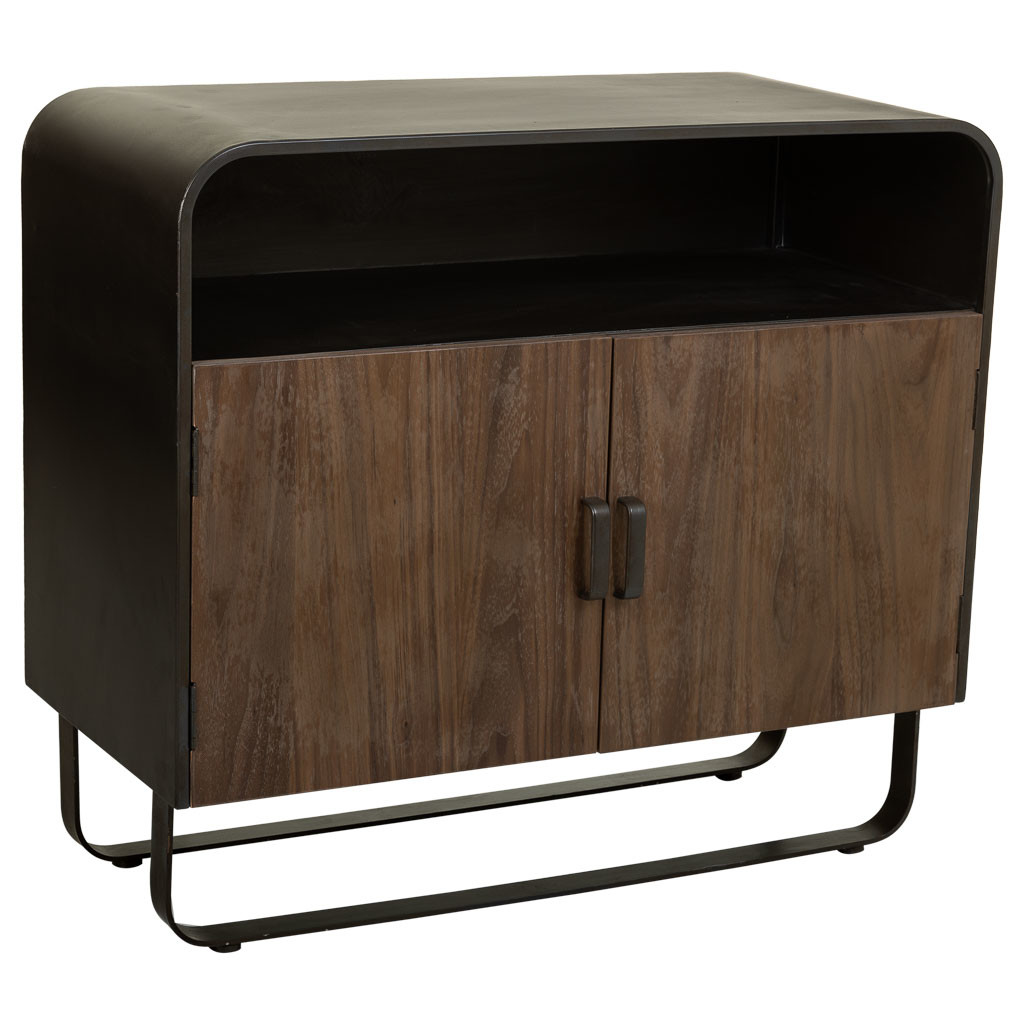 Aparador de madera y metal negro 90x44x80.5h cm