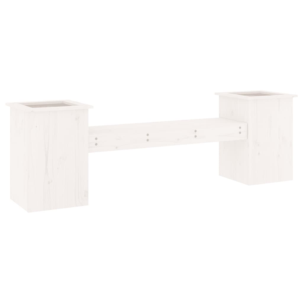 vidaXL banco con jardineras madera de pino blanco 184,5x39,5x56,5 cm