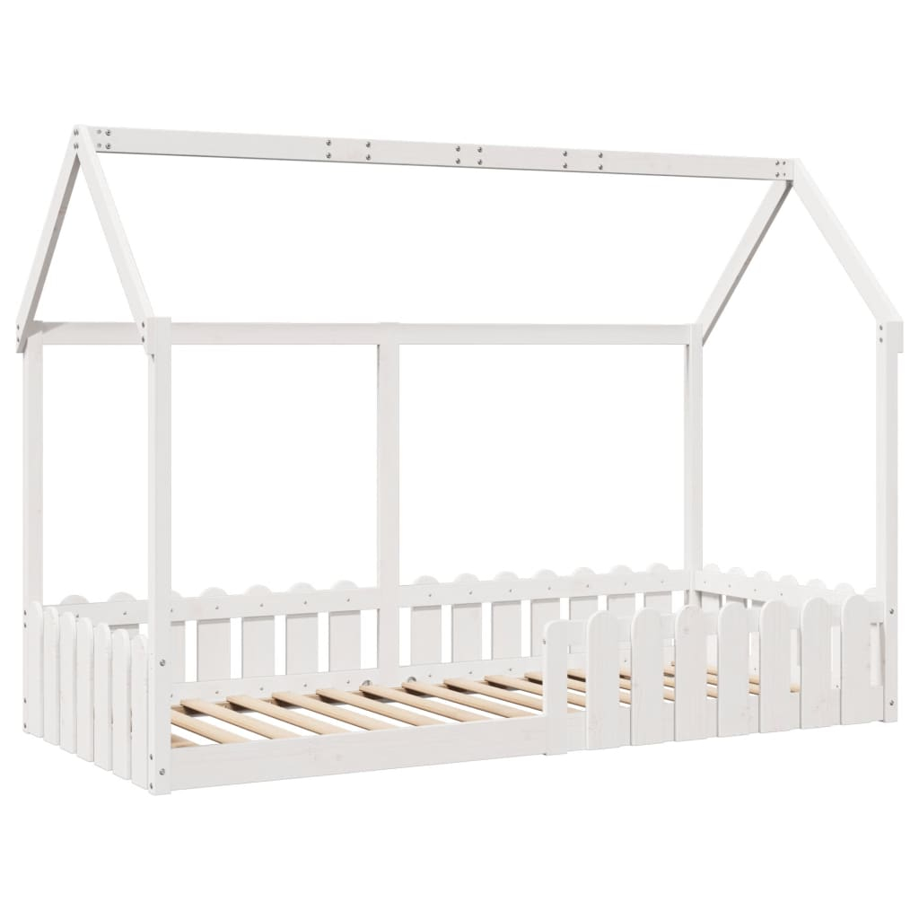 vidaXL cama con forma de casa de niños madera maciza blanca 90x190 cm