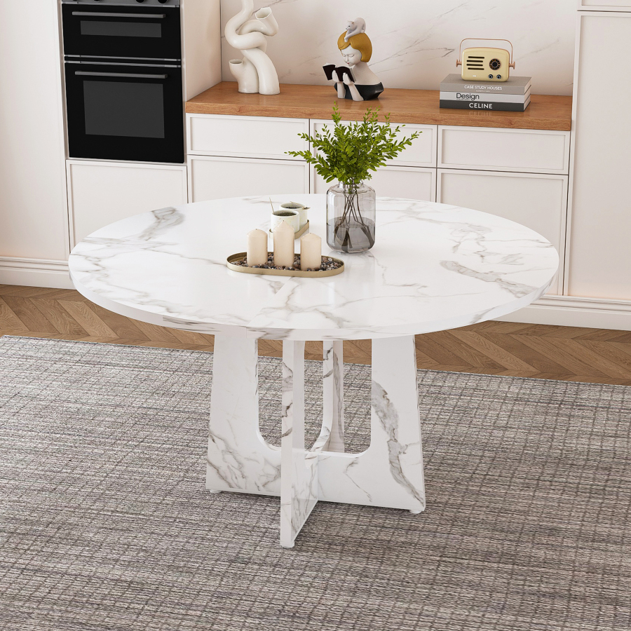 Mesa de comedor redonda para 4 a 6 personas mdf blanco 76x120x120cm