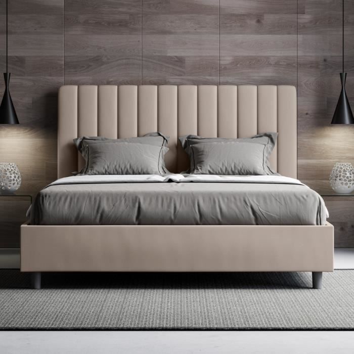 Cama con arcón 160x210 - agueda pu - tapizada taupe