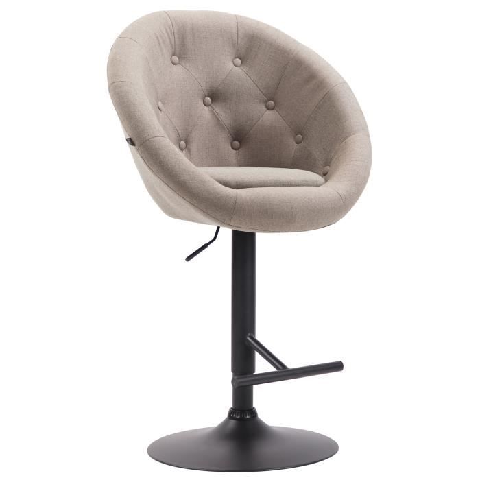 Taburete de bar ajustable - tela metal - taupe