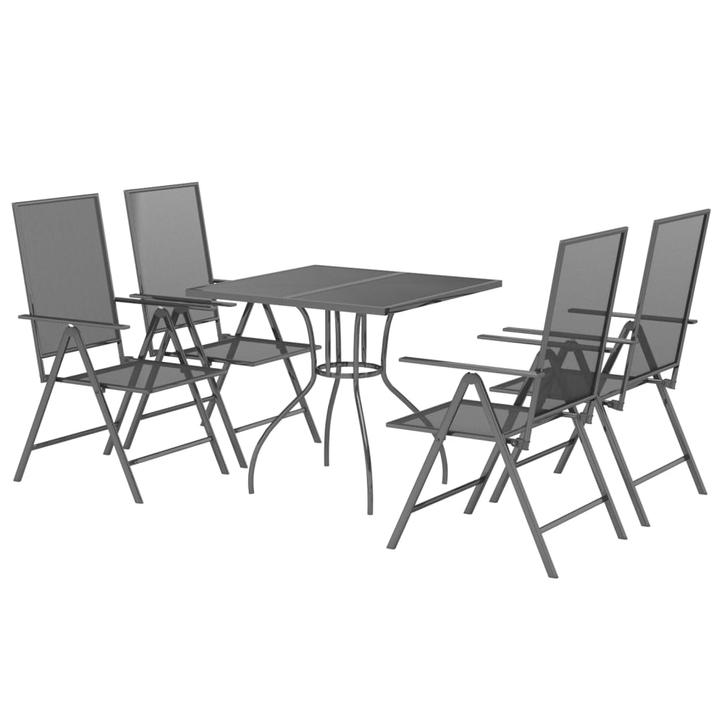 vidaXL juego de comedor de jardín 5 piezas acero gris antracita