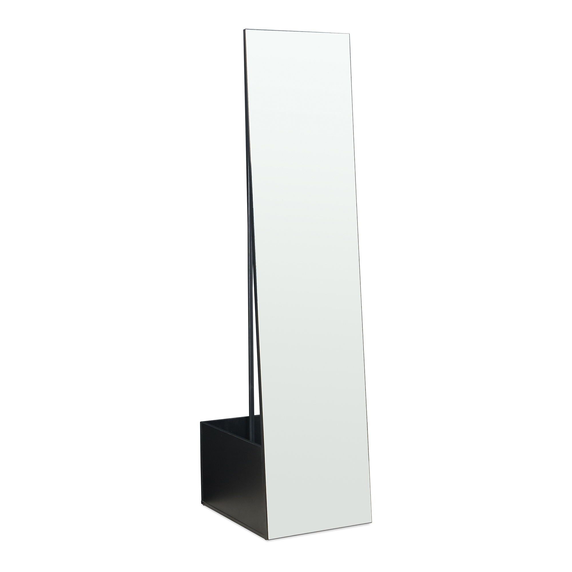 Espejo de pie y perchero 2 en 1 saden 165x40x51 cm - negro [en.casa]