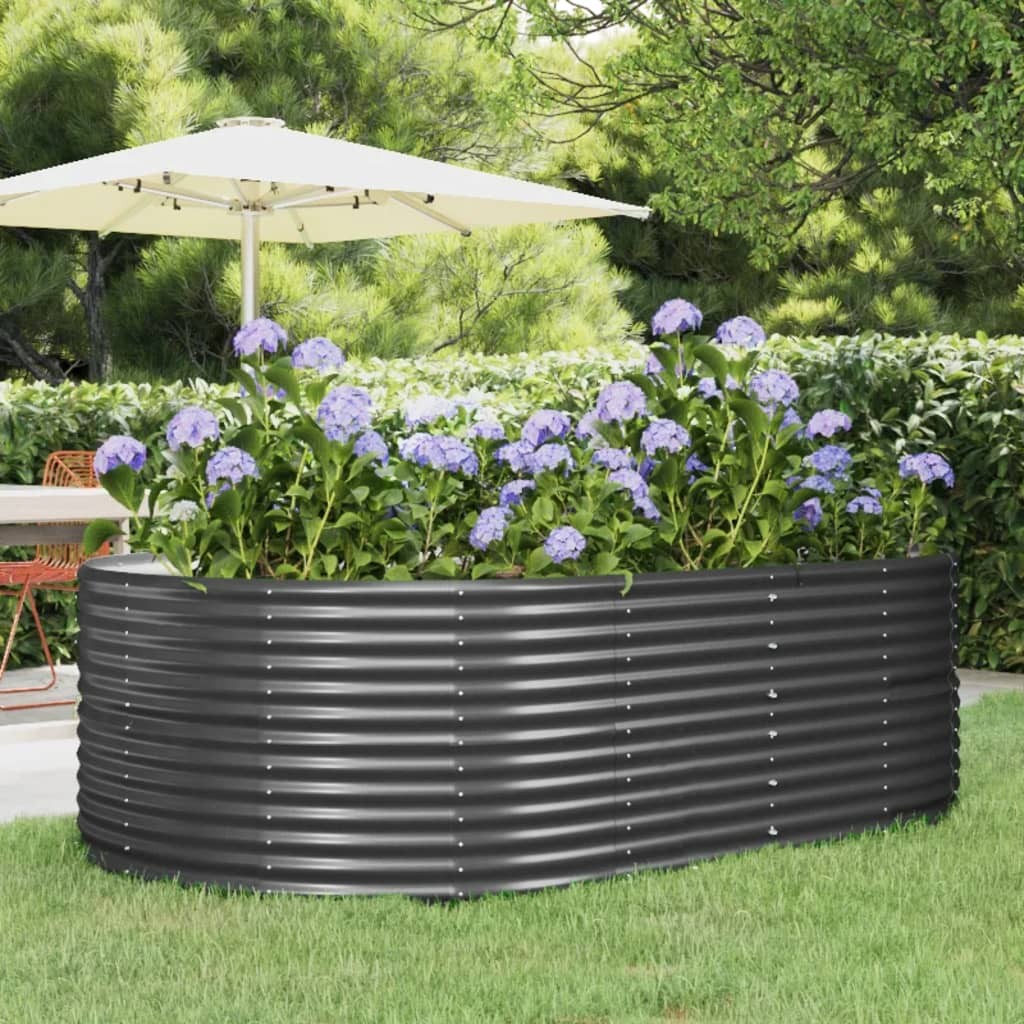 Jardinera arriate acero recubrimiento polvo gris 212x140x68 cm