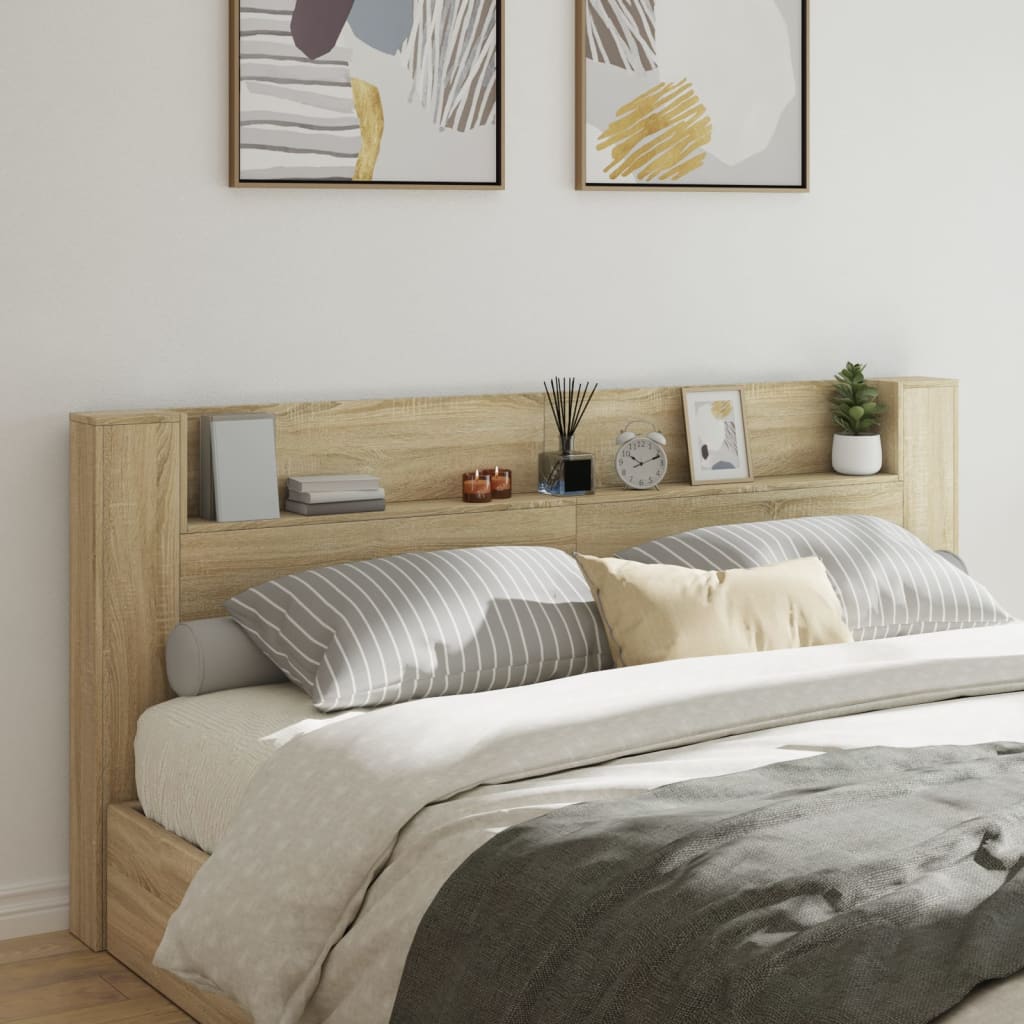 Cabecero de cama con LED roble sonoma 220x16,5x103,5 cm eso4770
