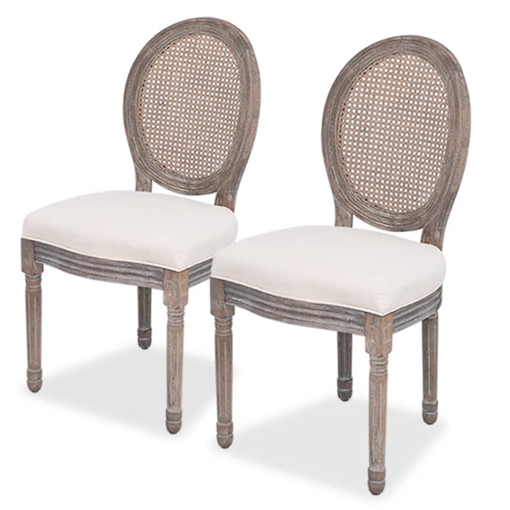 Sillas de comedor 2 unidades tela color crema qweo7300
