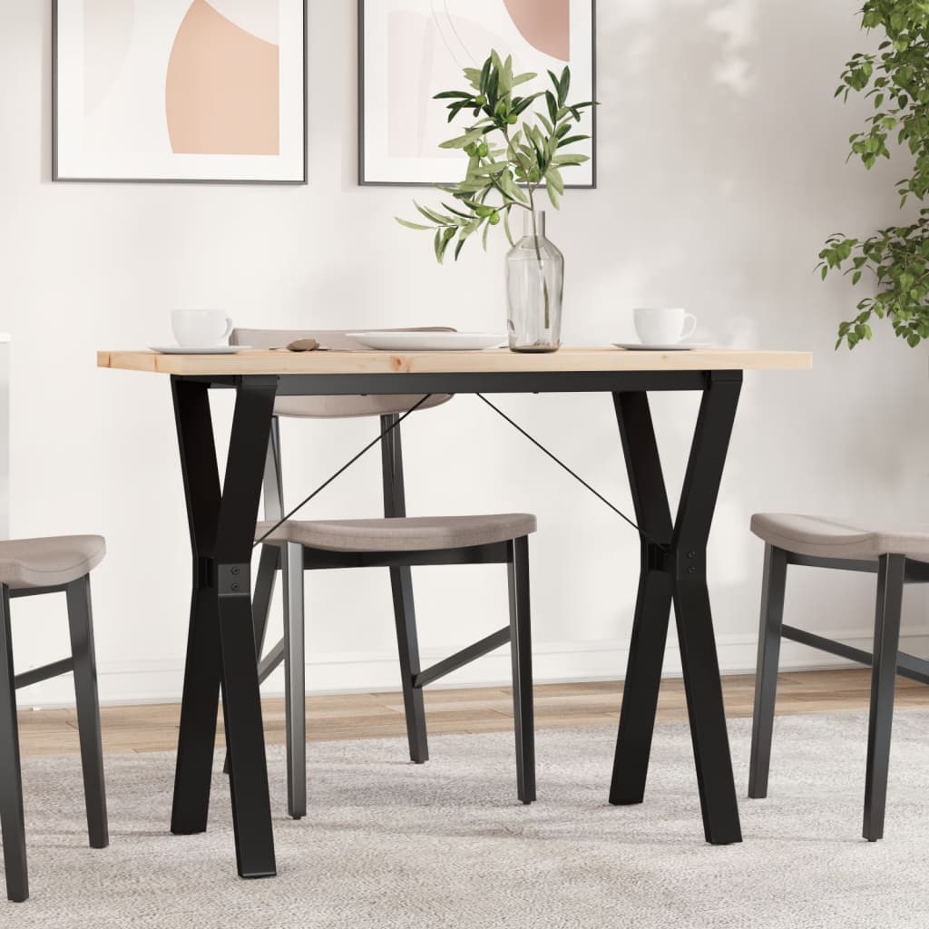 Mesa de comedor marco y madera maciza pino acero 100x50x75,5 cm oif380715