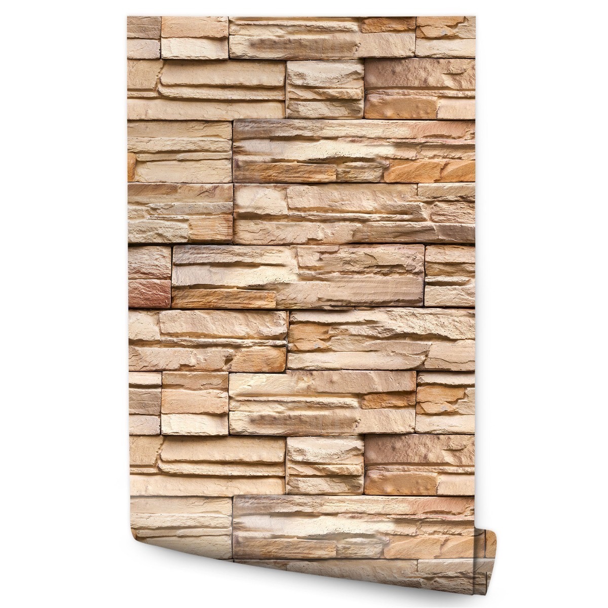 Papel Pintado Ladrillo Beige Piedra Para Salón Moderno 53 cm x 10 m