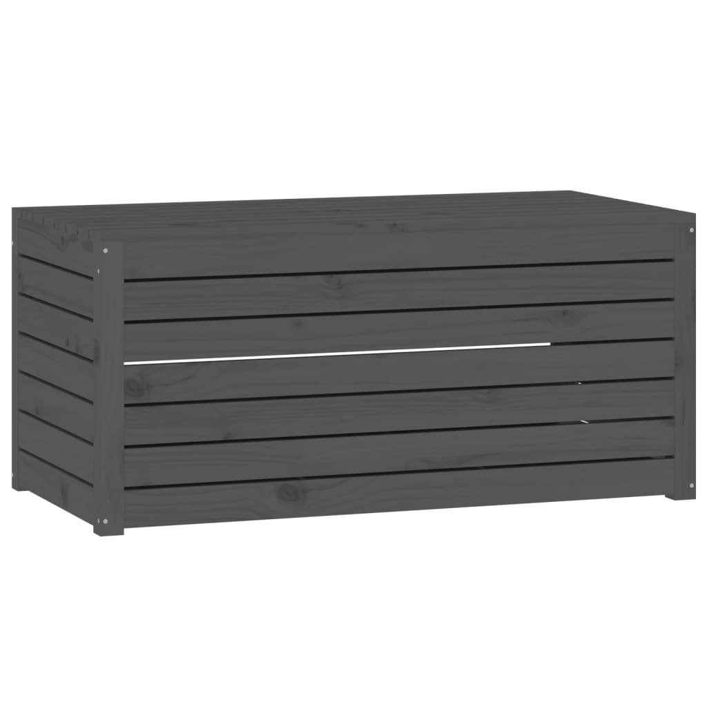 vidaXL baúl de jardín madera maciza de pino gris 101x50,5x46,5 cm