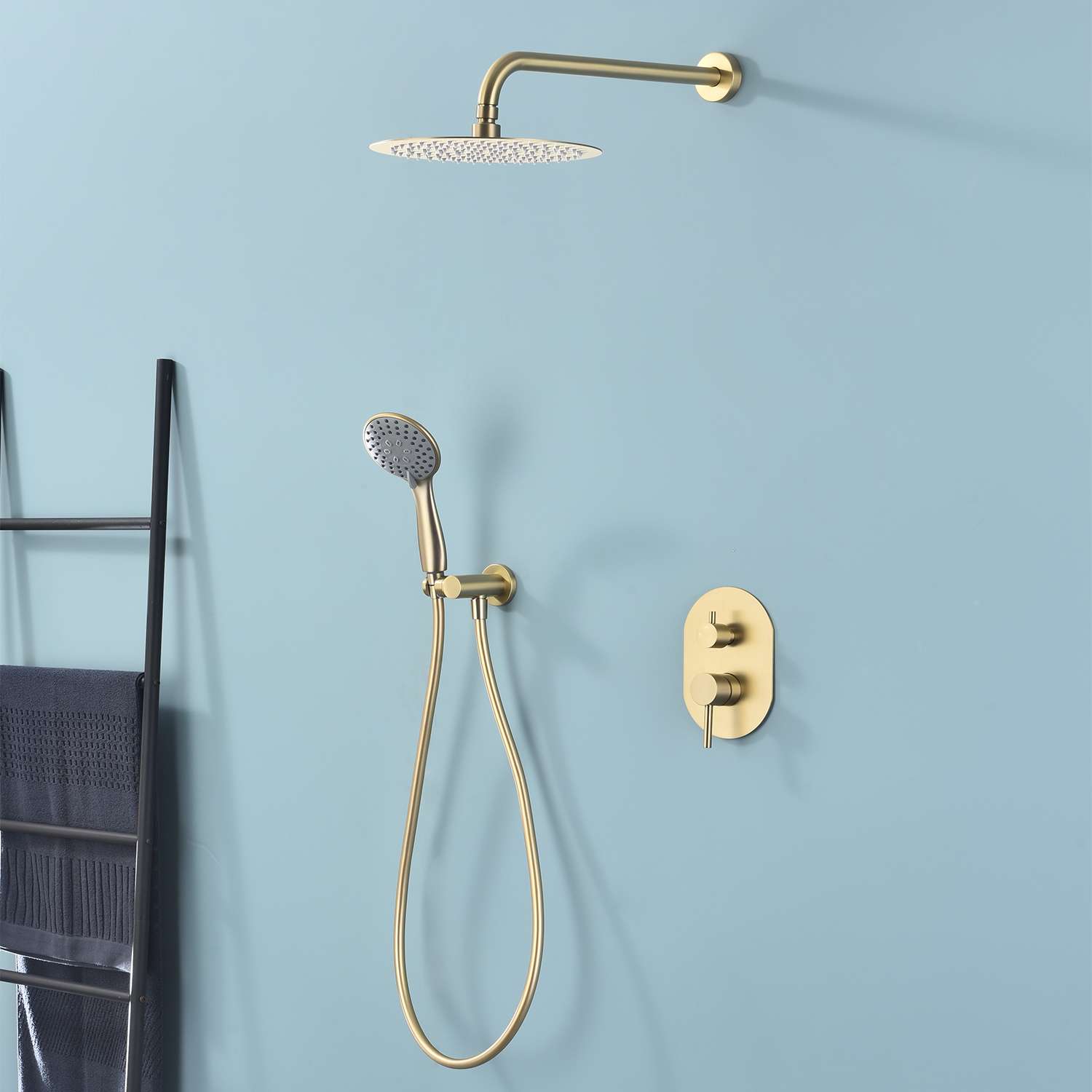 Conjunto de ducha encastrado sky bath oro cepillado inox s304 serie soul