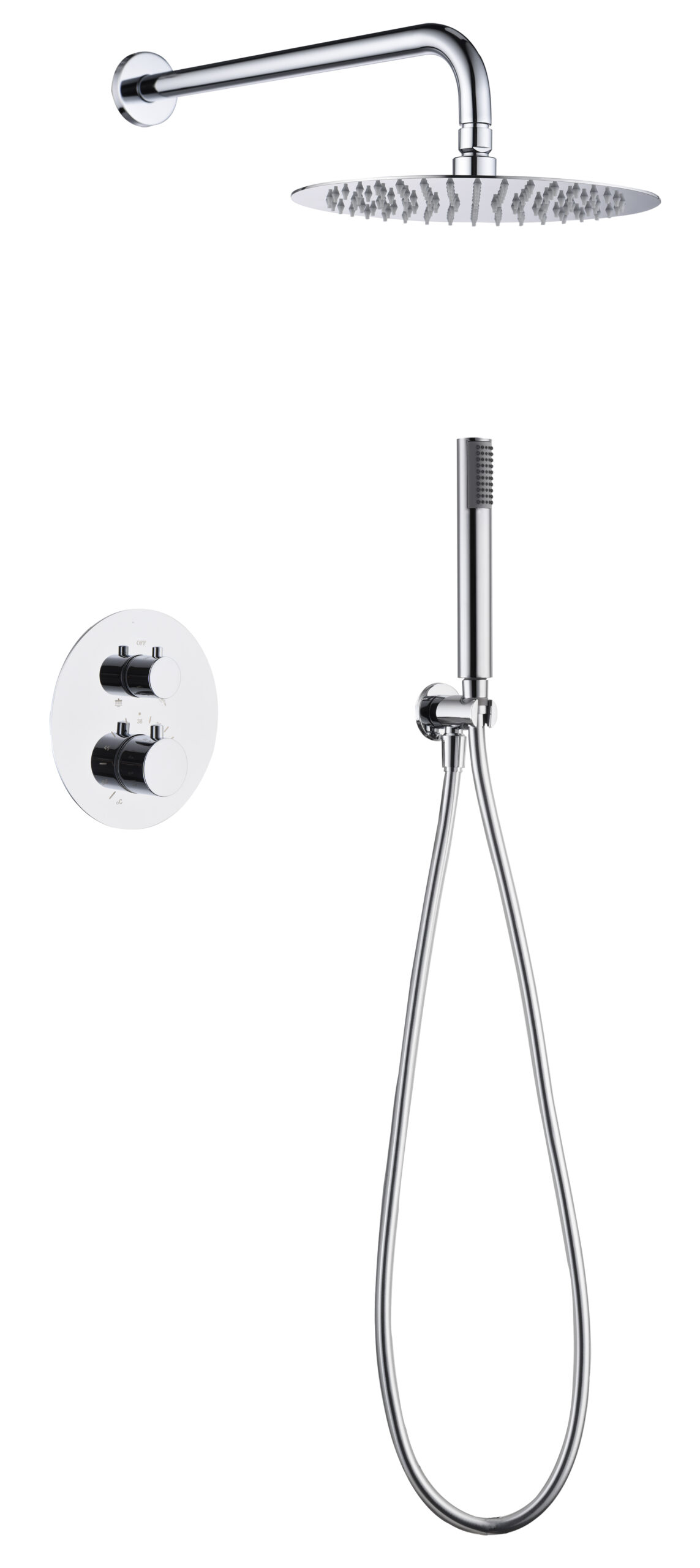 Conjunto de ducha termostático empotrado monza–cromo–rociadorø25–antical