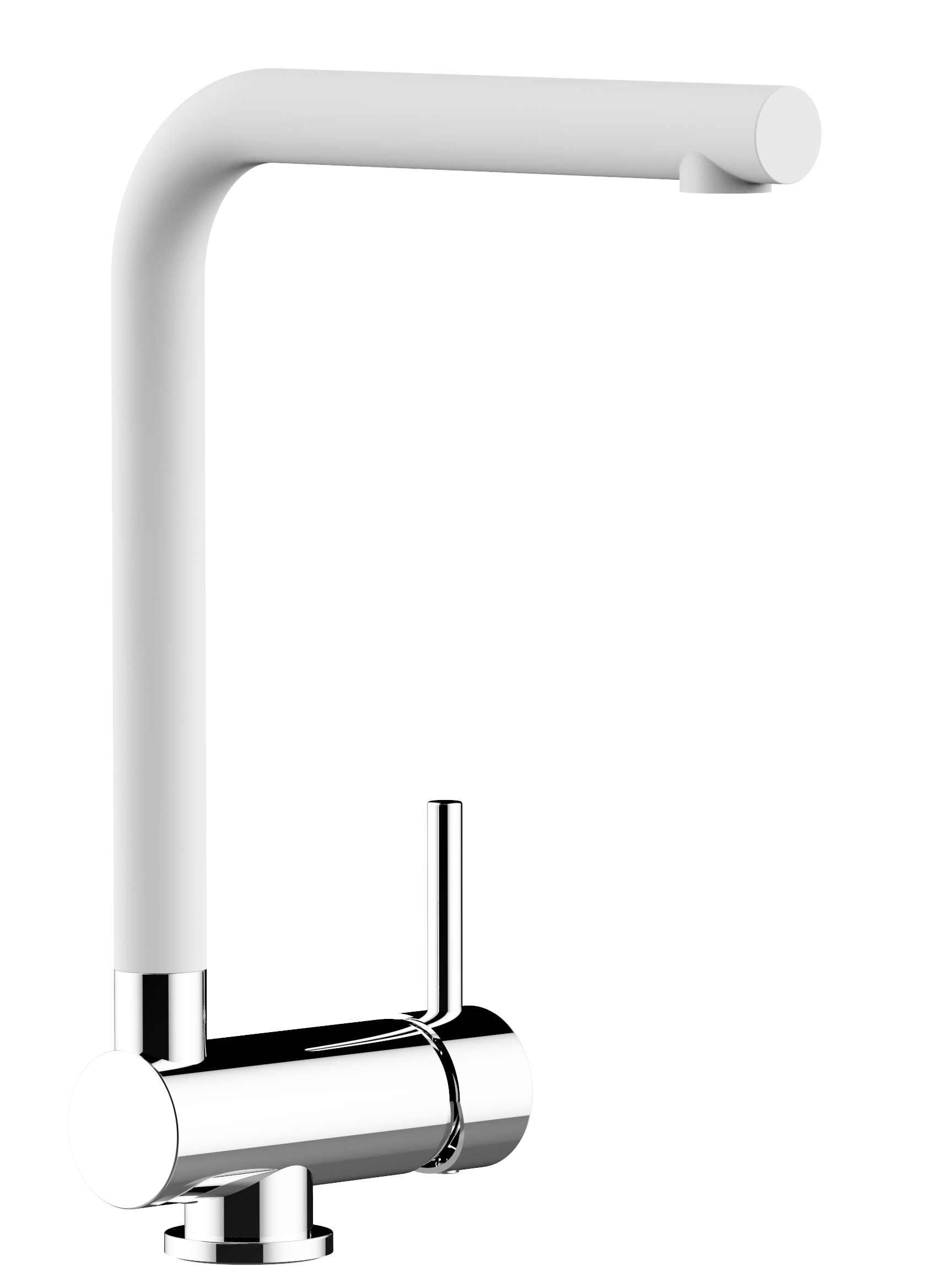 Grifo cocina abatible 6cm cromado caño blanco giratorio 360°