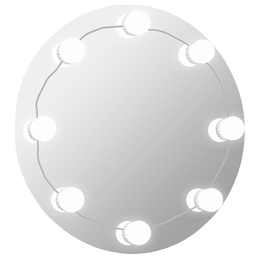 vidaXL espejo de pared con luces LED redondo de vidrio