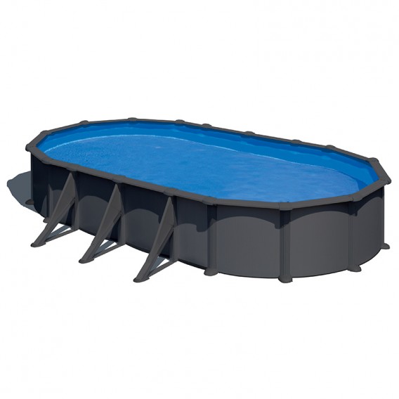 Piscina gre ovalada granada desmontable imitacion antracit 730 x 375 x 132