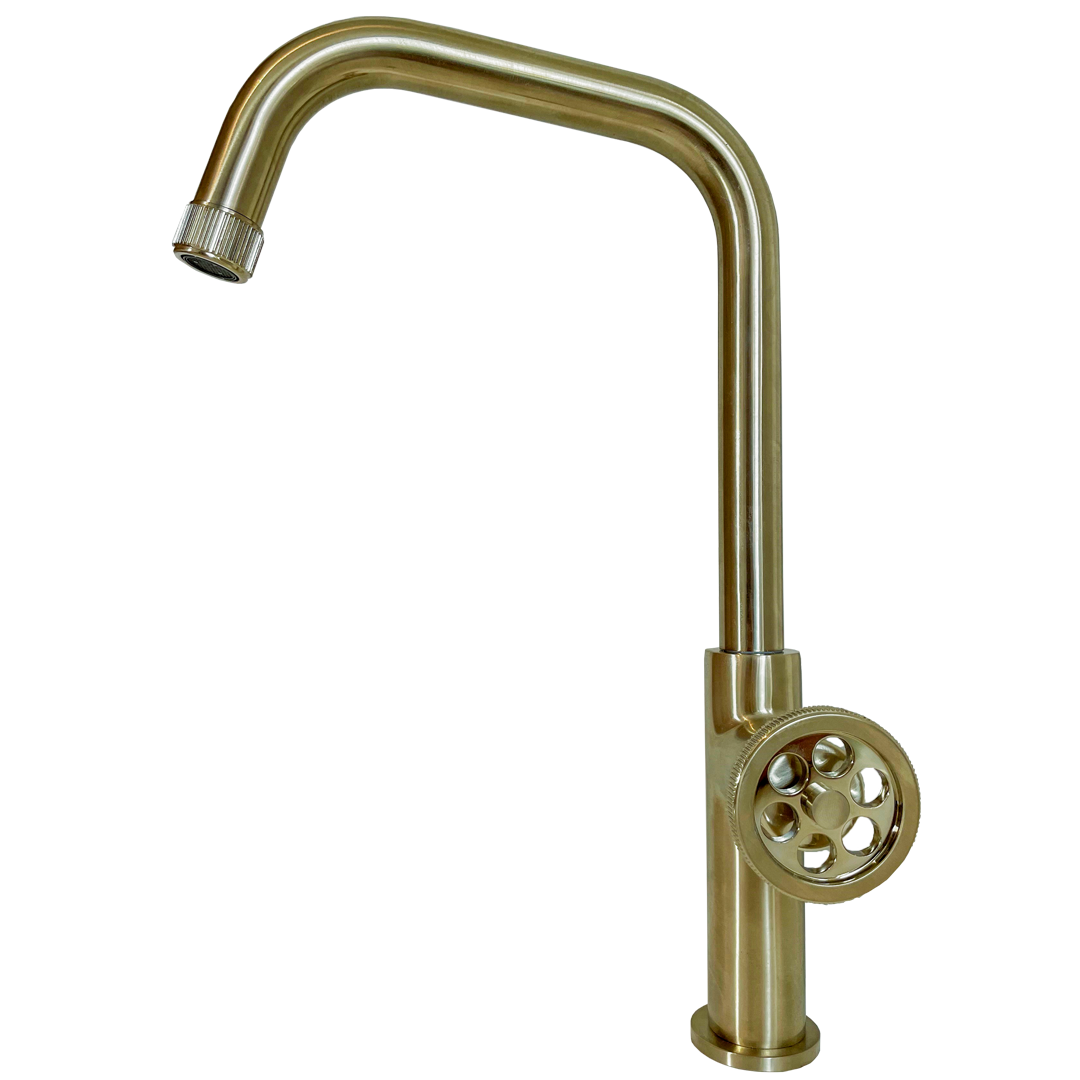 Indus mezclador para fregadero dorado cepillado