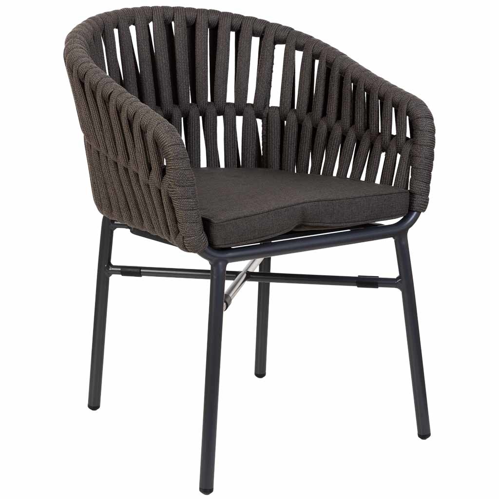 Silla de aluminio con cuerda gris 58x61x77