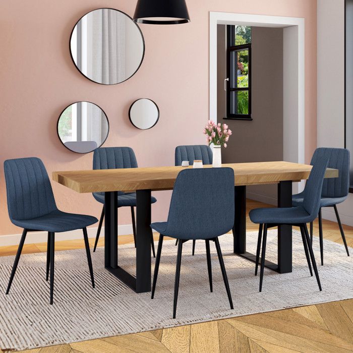 Sillas de comedor mira de tela azul lote de 6 46x55x88