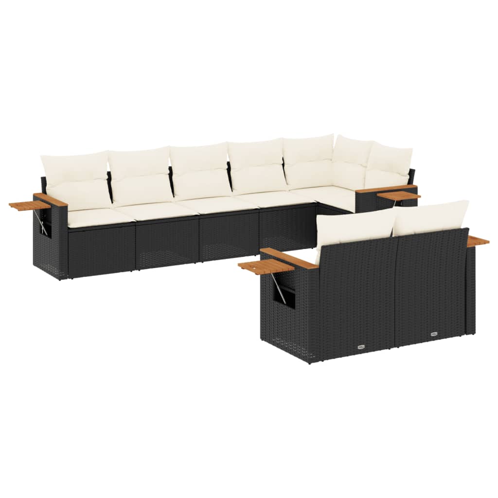 vidaXL set de sofás de jardín 8 piezas y cojines ratán sintético negro