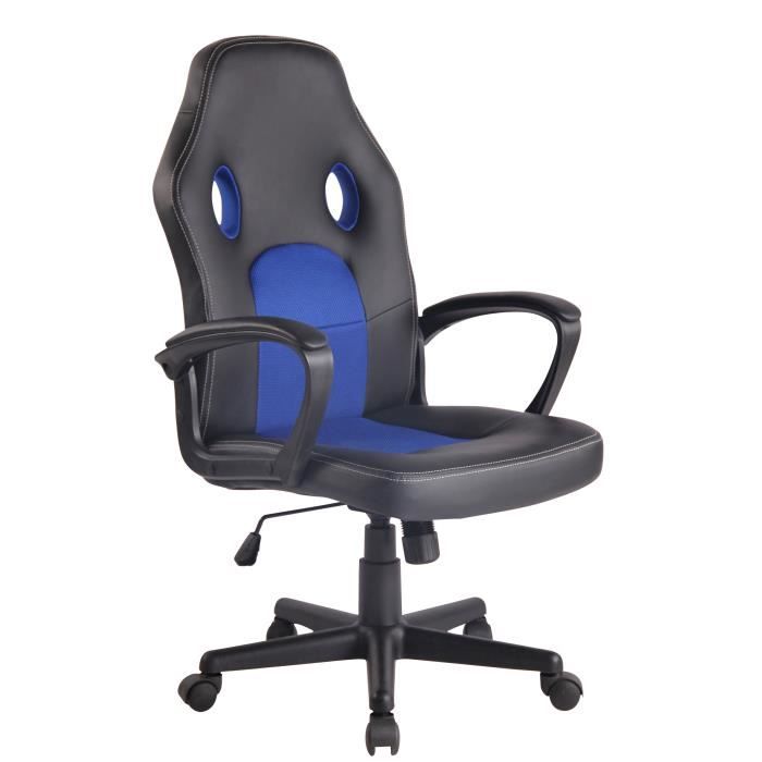 Silla de oficina ergonómica - polipiel - negro azul
