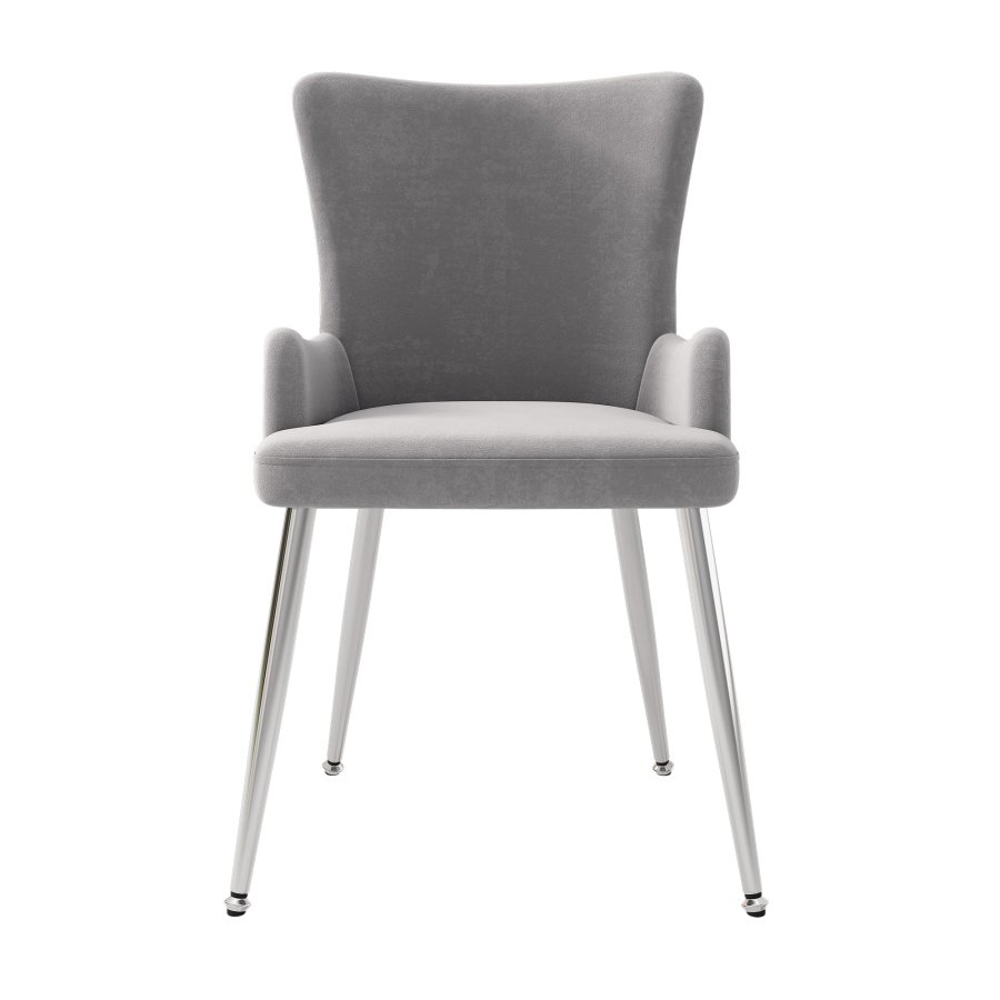 Silla de comedor terciopelo gris uso versátil set de 2