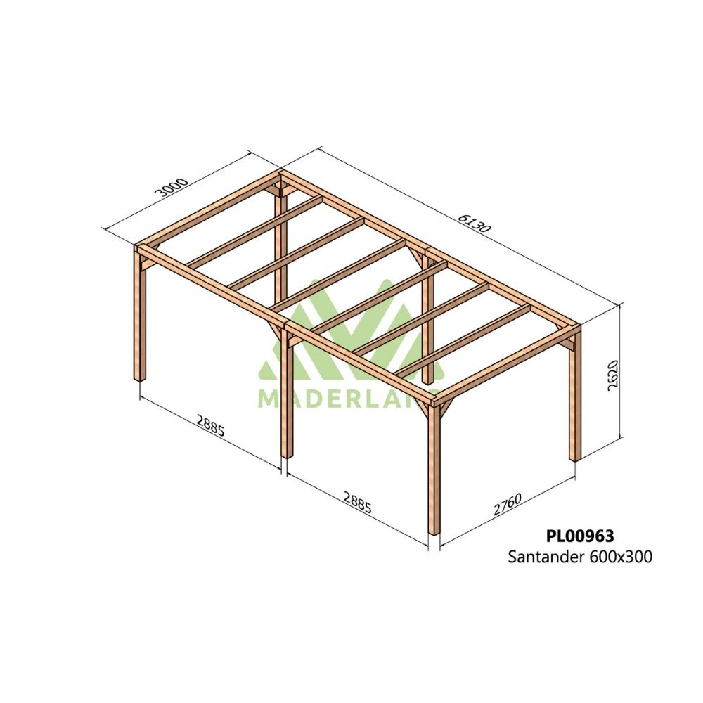 Pérgola de madera laminada - santander 600x300cm (maderland)