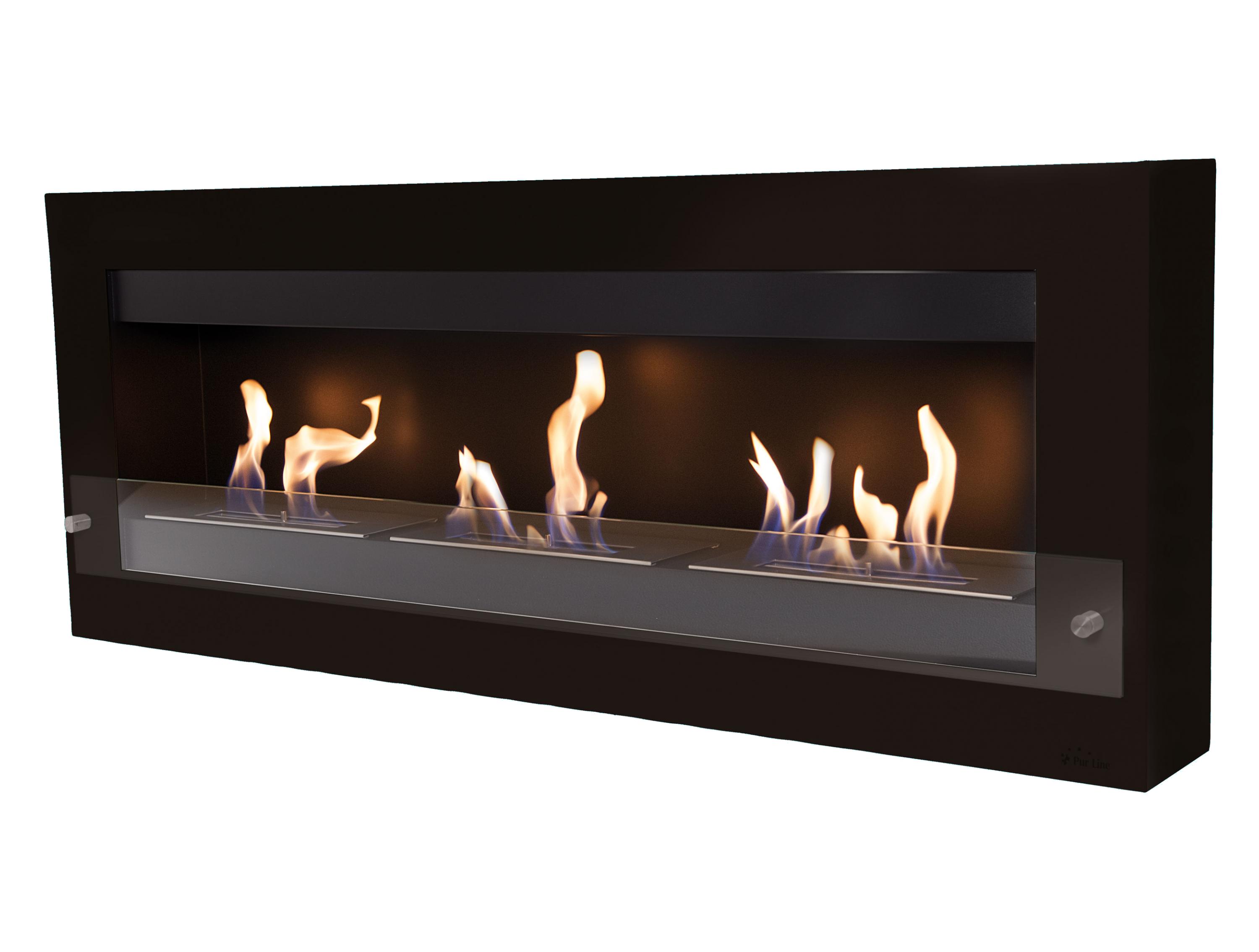 Chimenea de etanol mural extra grande en acero y cristal templado