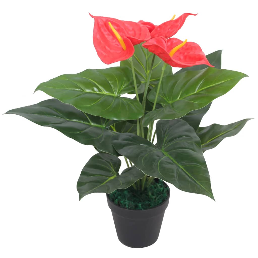 Planta de anturio artificial con maceta 45 cm roja y amarilla eerf6417