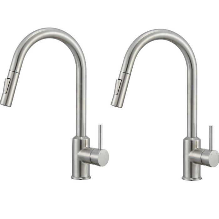 Grifo de cocina - acero inoxidable - extraíble - 2 chorros - giratorio 360°