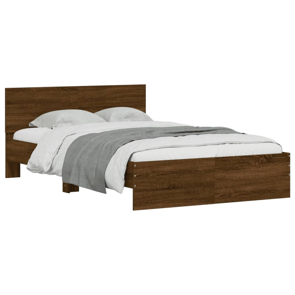 vidaXL estructura de cama con cabecero marrón roble 135x190 cm