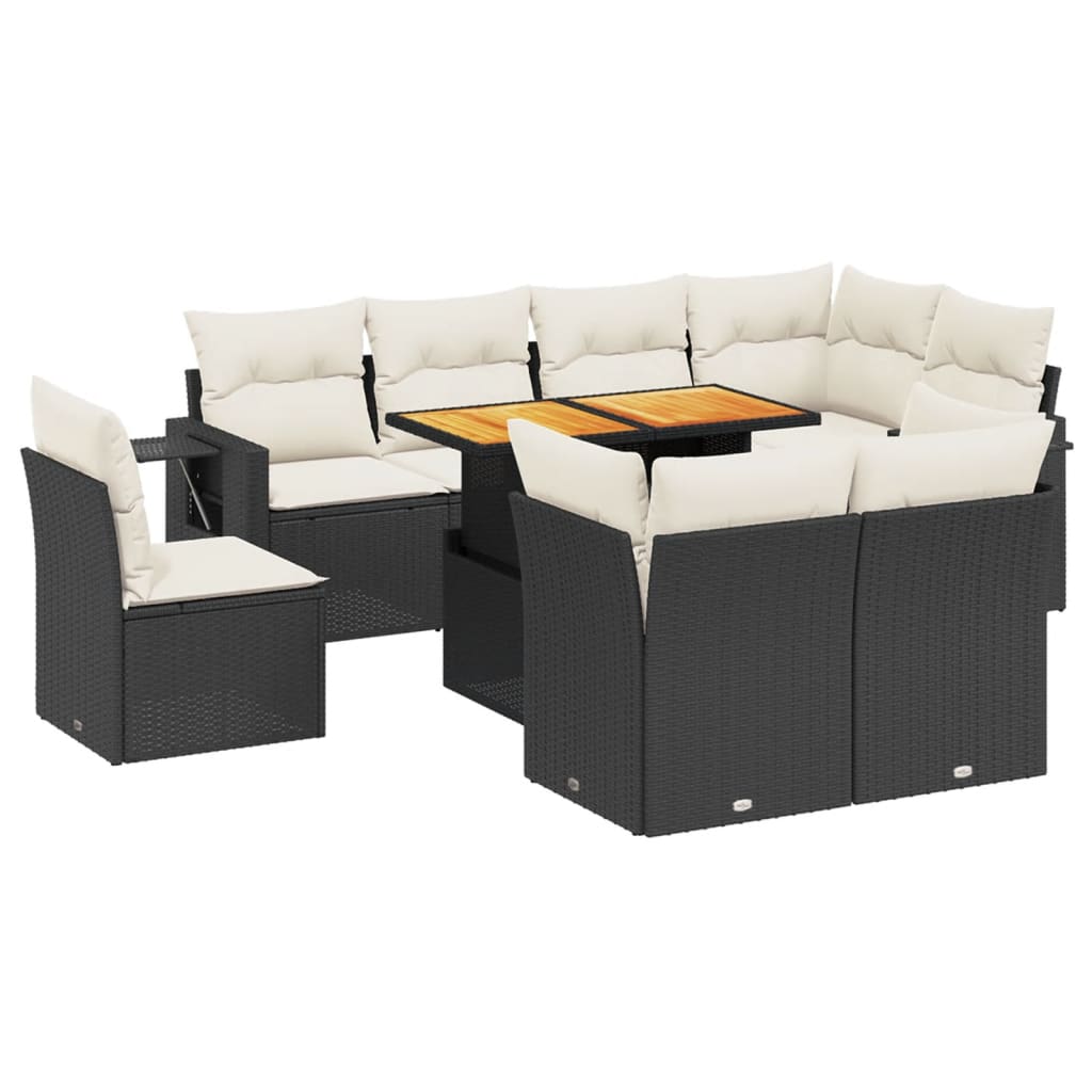 vidaXL set de sofás de jardín 8 piezas y cojines ratán sintético negro